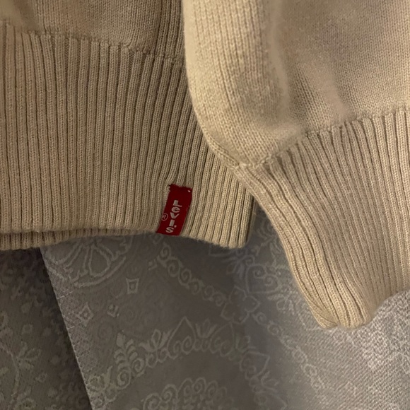LEVI'S Red Tab 100% Cotton Knit Tan Crewneck Sweater Men's Sz L. RIBBED DETAILS - Picture 3 of 5